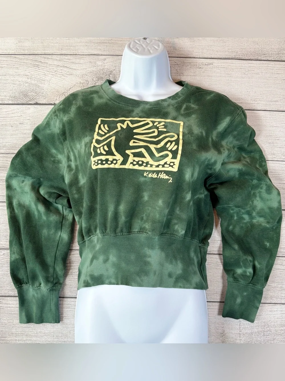 Keith Haring Kids Green Tie-Dye Crewneck Sweatshirt
